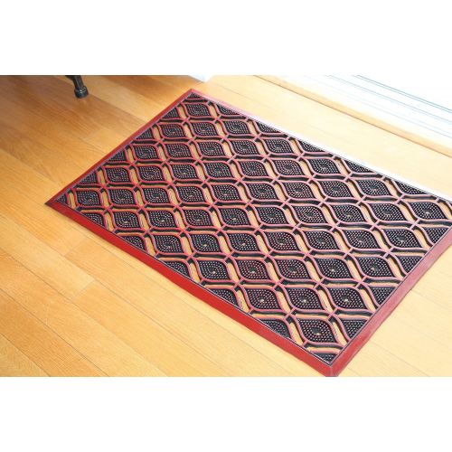  A1 Home Collections A1HCLH07-Red Doormat Eye Heavy Duty, 100% Rubber Mat with High Dirt Trapping and Anti-Slip