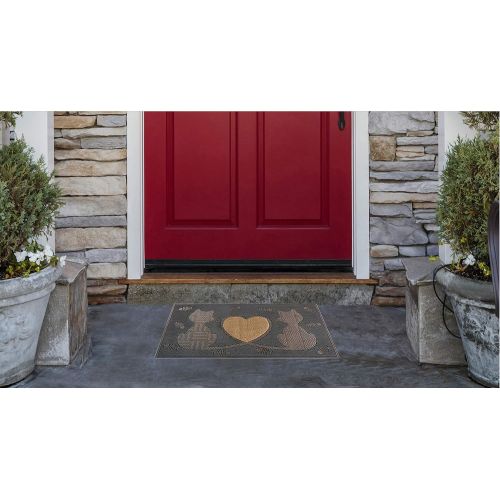  A1 Home Collections A1HOME200090 Rubber Twin Heart Cat Doormat, 18”X30 X0.6,