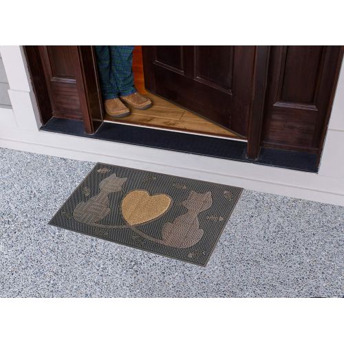  A1 Home Collections A1HOME200090 Rubber Twin Heart Cat Doormat, 18”X30 X0.6,