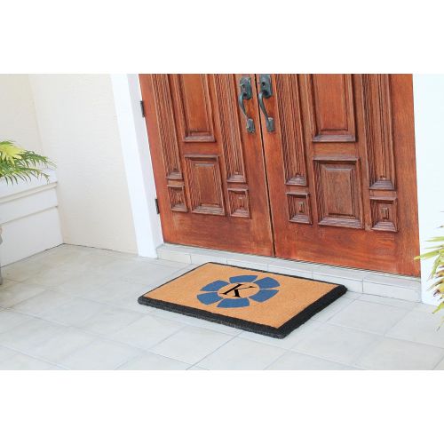  A1 Home Collections FM2005K First Impression Handwoven Floella Monogrammed Entry Doormat, Large Double Door, 24 L x 39 W