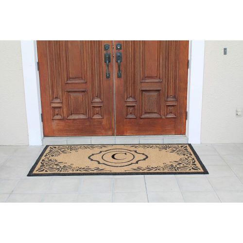  A1 Home Collections PT6002-C Hand Craft Entry Coir Monogram Double Doormat,72 L x 36 W,X-Large-C, 36X72