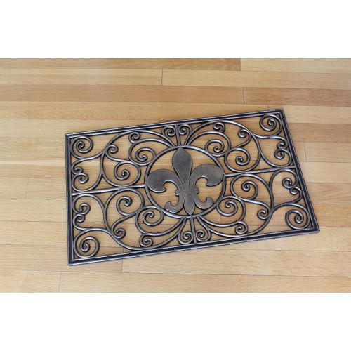  A1 Home Collections Rubber Grill Fleur-De-Lis Doormat, 18 L X 30 W