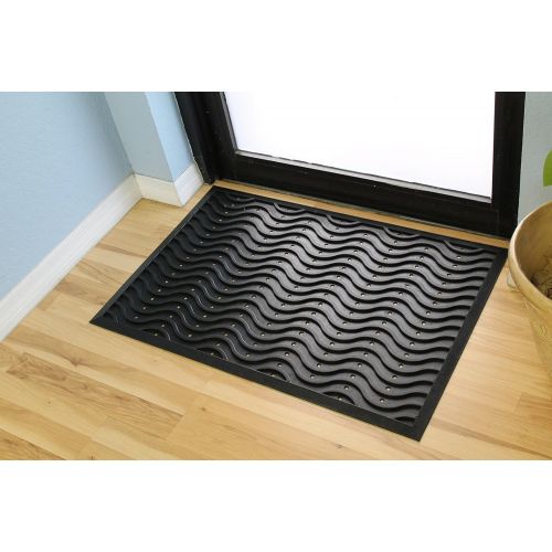  A1 Home Collections A1HCSM03-2 First Impression Wavy 100% Rubber Clean Step Scraper Doormat, 24X36