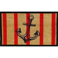 A1 Home Collections A1HOME200063 Doormat Anchor Red and Black Coir Door Mat