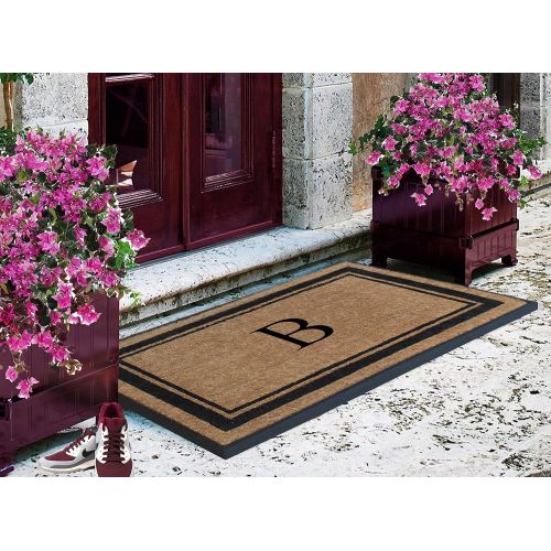  A1 Home Collections First Impressions Markham Border Double Door, Doormat, Monogrammed B, X-Large