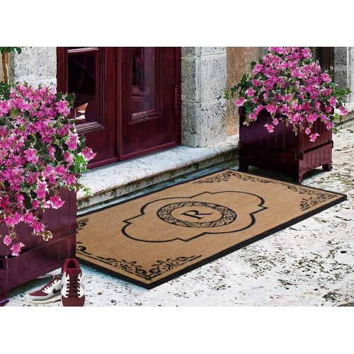  A1 Home Collections PT4007R First Impression Hand Crafted Abrilina Entry Monogrammed Doormat, Double, 30 L x 48 W