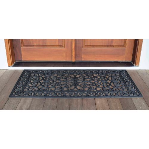  A1 Home Collections First IMPRESSION Audie Modern Indoor/Outdoor 23.62 L x 47.25 W Easy Clean Rubber Entry Way Doormat for Patio, Front Door, All Weather Exterior Doors/Large Size