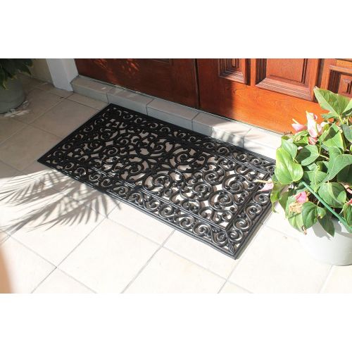  A1 Home Collections First IMPRESSION Audie Modern Indoor/Outdoor 23.62 L x 47.25 W Easy Clean Rubber Entry Way Doormat for Patio, Front Door, All Weather Exterior Doors/Large Size