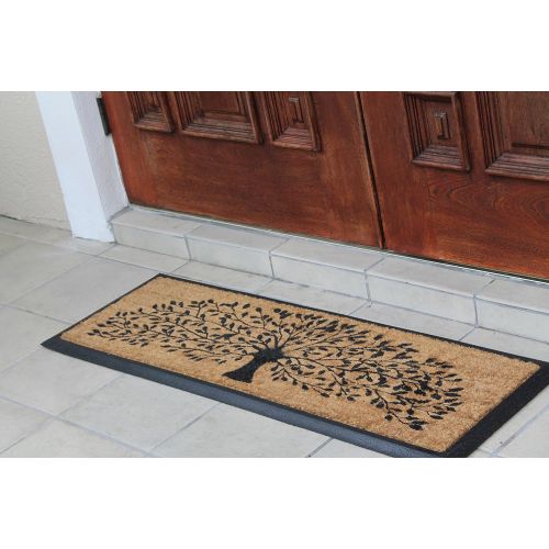  A1 Home Collections First Impressions Hand-Crafted Rubber Coir Tree Double Door Mat