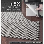 A2S Protection A2S-Grip Area Rug Pad Non Slip 2X Thickness: 9pcs System Rubber Rug Mat + 8X Rug Anchors Extremely Strong Hold No Residue Carpet Anti-Skid Stickers Hook & Loop (5X8-Feet)