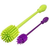 [아마존베스트]A2S Protection A-Brush Silicone Bottle Brush Cleaner BPA Free - FDA Cert Long Handle Baby Bottle Nipple Brush Ideal for Glass & Plastic Water Bottles Tumblers (Set of 2pcs Green/Purple)