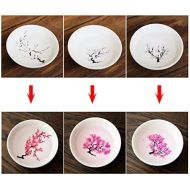 [아마존베스트]A3SPOAG Cold Hot Temperature Color Changing Sakura Sake Cup Japanese-style Ceramic Cherry/Peach/Plum blossoms Sake Set Wine Set Tea Cup (Gift Box Package 1 pics)