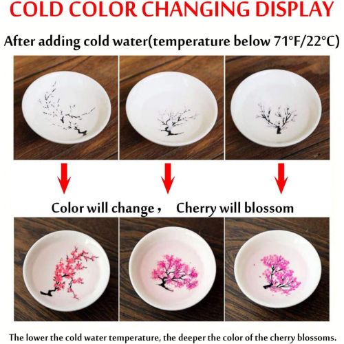  [아마존베스트]A3SPOAG Cold Hot Temperature Color Changing Sakura Sake Cup Japanese-style Ceramic Cherry/Peach/Plum blossoms Sake Set Wine Set Tea Cup (Gift Box Package 1 pics)