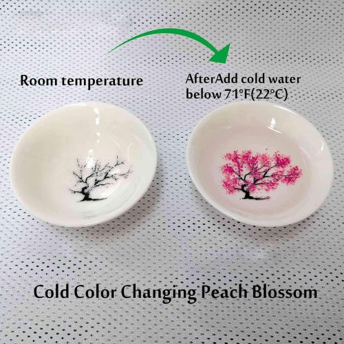  [아마존베스트]A3SPOAG Cold Hot Temperature Color Changing Sakura Sake Cup Japanese-style Ceramic Cherry/Peach/Plum blossoms Sake Set Wine Set Tea Cup (Gift Box Package 1 pics)