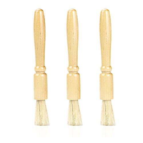  A/A Natural Bristles Coffee Grinder Cleaning Brush Machine Cleaner Tool with Solid Wood Handle Espresso Maker Accessories for Home Kitchen 3 pcs