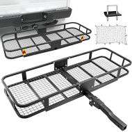 Hitch Mount Cargo Carrier with Cargo Net and Anti-rattle Stabilizer 60