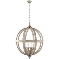 Y Decor LZ3225-4 Modern, Transitional, Traditional 4 Light Wood Orb Chandelier By Y Decor, Antique, Wood