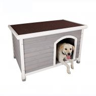 AA-GWCWWWL Indoor Dog House with Iron Gate, Wooden Dog Shelter, Grey Color,86X58X58CM