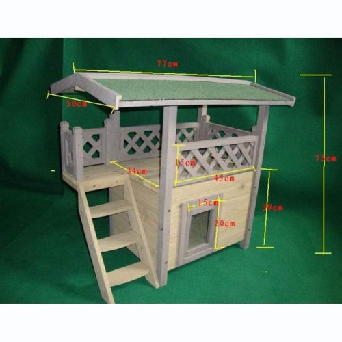  AA-GWCWWWL Outdoor Cat Wooden House Lodge, Ideal Cat Condo, Weatherproof Cat Shelter, Grey Pet Wooden Maisonette Shelter,Internal Dimensions:344539cm