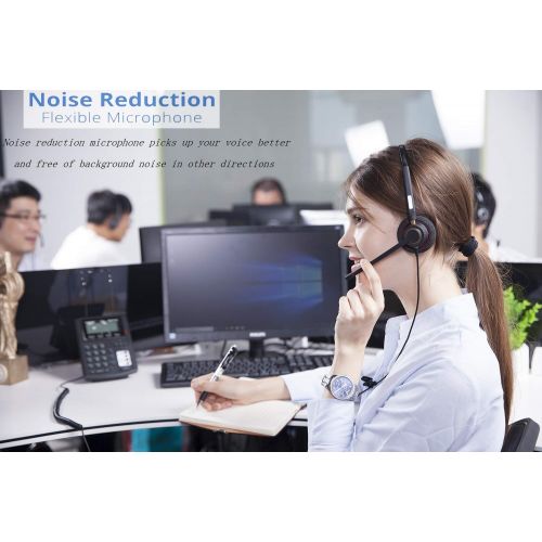  AAA ARAMA Arama Corded Telephone Headset Binaural with Noise Cancelling Mic and Volume Mute Control Phones Headset for Polycom Mitel MiVoice Plantronics Allworx AltiGen Digium AVAYA Aastra A