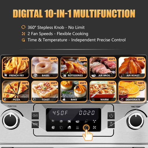  [아마존베스트]AAOBOSI Aobosi Toaster Oven Air Fryer Oven Toaster Convection Oven Digital Countertop Rotisserie Oven Pizza Oven 10-in-1 Multi-Function Toast/Roast/Broil/Bake/Dehydrate|Large 24Qt|Recipe|1