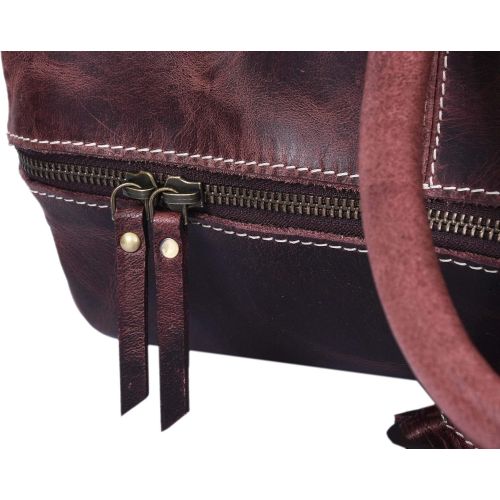  [아마존핫딜][아마존 핫딜] AARON LEATHER GOODS VENDIMIA ESTILO Leather Travel Duffle Bag | Gym Sports Bag Airplane Luggage Carry-On Bag By Aaron Leather (Walnut)