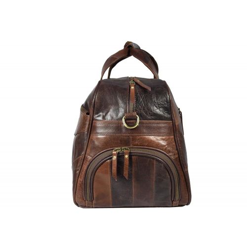  AARON LEATHER GOODS VENDIMIA ESTILO 19 Inch Leather Travel Duffle Bag For Men Overnight Weekend Luggage Carry On Duffel Bag (Walnut)