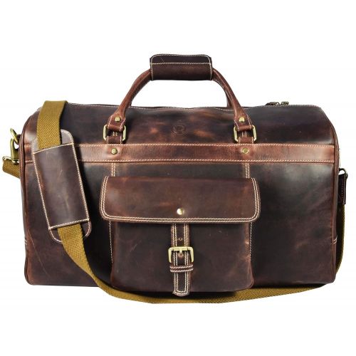  AARON LEATHER GOODS VENDIMIA ESTILO Aaron Leather 20 inch Full Grain Leather Weekender Duffle Bag (Caramel)