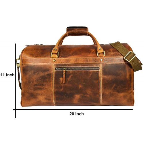  AARON LEATHER GOODS VENDIMIA ESTILO Aaron Leather 20 inch Full Grain Leather Weekender Duffle Bag (Caramel)