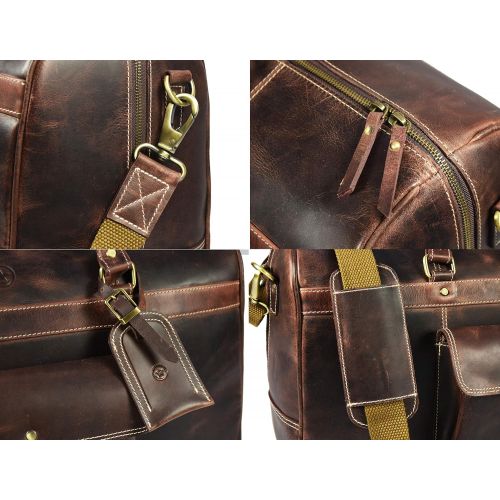  AARON LEATHER GOODS VENDIMIA ESTILO Aaron Leather 20 inch Full Grain Leather Weekender Duffle Bag (Caramel)