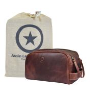 AARON LEATHER GOODS VENDIMIA ESTILO 10 Premium Leather Toiletry Travel Pouch With Waterproof Lining | King-Size...