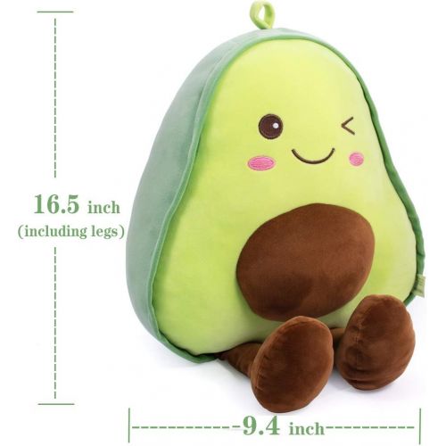  [아마존베스트]Bunbunbunny 16.5 Inch Snuggly Stuffed Avocado Fruit Soft Plush Toy Hugging Pillow Gifts for Kids, Girl, Boy, and Friends Christmas