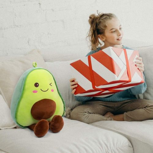  [아마존베스트]Bunbunbunny 16.5 Inch Snuggly Stuffed Avocado Fruit Soft Plush Toy Hugging Pillow Gifts for Kids, Girl, Boy, and Friends Christmas