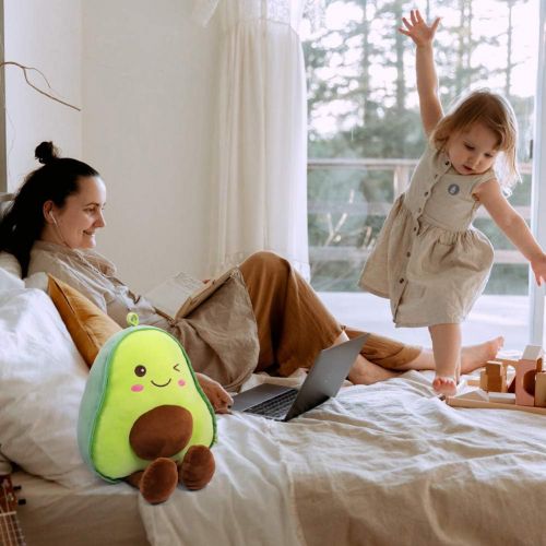  [아마존베스트]Bunbunbunny 16.5 Inch Snuggly Stuffed Avocado Fruit Soft Plush Toy Hugging Pillow Gifts for Kids, Girl, Boy, and Friends Christmas