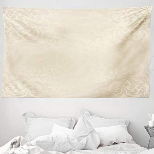  Brand: ABAKUHAUS ABAKUHAUS Victorian Tapestry and Bedspread Plain Damask Soft Microfibre Fabric No Fading Clear Colours Washable 230 x 140 cm Cream