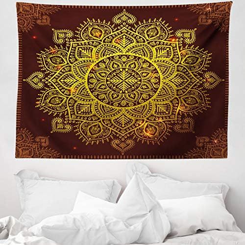  Brand: ABAKUHAUS ABAKUHAUS Mandala Wandteppich, Orientalische Schneeflocke Kunst, aus Weiches Mikrofaser Stoff Waschbar Klarer Digitaldruck, 150 x 110 cm, Gelb Braun