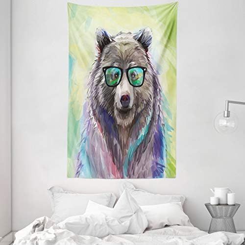  Marke: ABAKUHAUS ABAKUHAUS Tier Wandteppich und Tagesdecke Farbige Wilder Bar Kunstaus Weiches Mikrofaser Stoff 140 x 230 cm Waschbar ohne Verblassen Kalk Gruen Blau grau violett