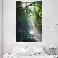 Marke: ABAKUHAUS ABAKUHAUS Wald Wandteppich und Tagesdecke Sonnenstrahlen welche ueber den baumen an den Fluss reflektieren Natur Fotographieaus Weiches Mikrofaser Stoff 140 x 230 cm Kein Verblassen