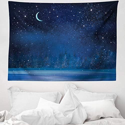  Marke: ABAKUHAUS ABAKUHAUS Mond Wandteppich Stern und Mond Illustration wahrend der Nacht voller Sternen Digitale Nachstellungaus Weiches Mikrofaser Stoff 150 x 110 cm Klare Farben Maschienenwaschb