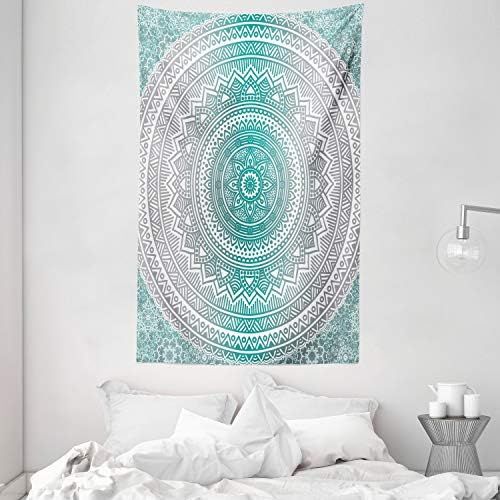  Marke: ABAKUHAUS ABAKUHAUS Mandala Wandteppich und Tagesdecke Boho Meditation Kunstaus Weiches Mikrofaser Stoff 140 x 230 cm Ohne Verblassen Grau