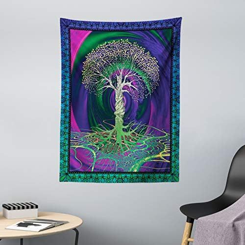  Marke: ABAKUHAUS ABAKUHAUS Natur Wandteppich Digitale Psychedelische Kunstaus Weiches Mikrofaser Stoff 110x150cm Klare Farben Wand Dekoration Lila Fuchsia