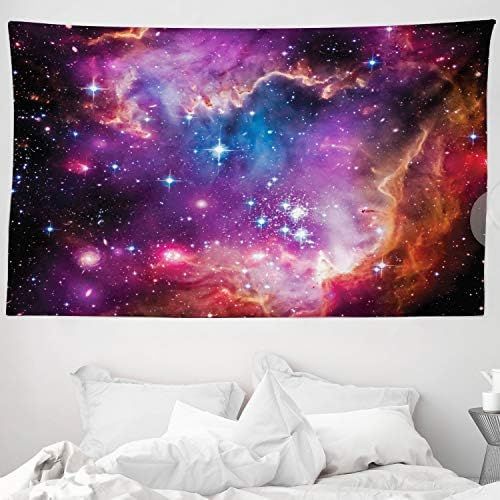  Marke: ABAKUHAUS ABAKUHAUS Galaxis Wandteppich und Tagesdecke Magellansche Wolke Sternaus Weiches Mikrofaser Stoff 230 x 140 cm Farbenfest Waschbar Lila blau orange