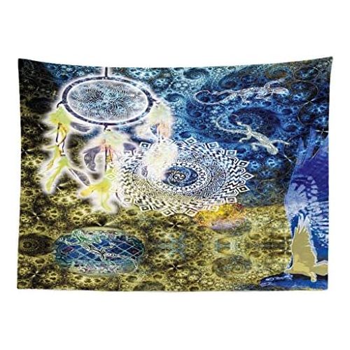  Marke: ABAKUHAUS ABAKUHAUS Einheimische Wandteppich Old American Traumfangeraus Weiches Mikrofaser Stoff 150 x 110 cm Farben verblassen Nicht Waschbar Indigo