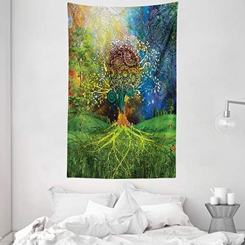  Marke: ABAKUHAUS ABAKUHAUS Ethnisch Wandteppich und Tagesdecke Mutter Erde Zen Themeaus Weiches Mikrofaser Stoff 140 x 230 cm Klare Farben Gruen-blauen