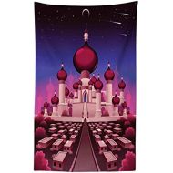 Marke: ABAKUHAUS ABAKUHAUS Fantasie Wandteppich und Tagesdecke Arabisches Schloss nachtsaus Weiches Mikrofaser Stoff 140 x 230 cm Kein Verblassen Indigo Magenta Pink