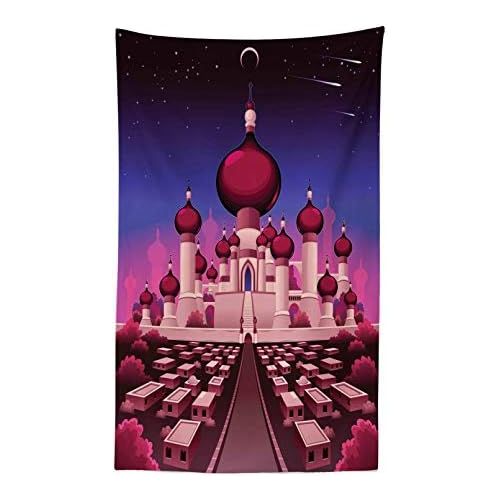  Marke: ABAKUHAUS ABAKUHAUS Fantasie Wandteppich und Tagesdecke Arabisches Schloss nachtsaus Weiches Mikrofaser Stoff 140 x 230 cm Kein Verblassen Indigo Magenta Pink