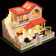 ABASSKY DIY Christmas House Assemble Miniature Dollhouse LED Furniture Kit Xmas Gift