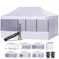 ABCCANOPY 23+Colors 10 X 20 Commercial Easy Pop up Canopy Tent Instant Gazebos with 9 Removable Sides and Roller Bag and 6X Weight Bag (White)
