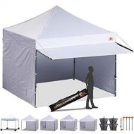 ABCCANOPY 10x10 Pop up Canopy Tent Instant Shelter Commercial Portable Market Canopy with 4 Removable Zipper End Side Walls & Wheeled Bag, Bonus 4 Sand Bags & 23 Square Feet of Awn
