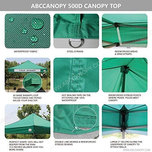  ABCCANOPY 10x10 Pop up Canopy Tent Instant Shelter Commercial Portable Market Canopy with 4 Removable Zipper End Side Walls & Wheeled Bag, Bonus 4 Sand Bags & 23 Square Feet of Awn